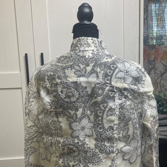 Coldwater Creek Gray/Cream BurnOut Jacket - Picture 3 of 5